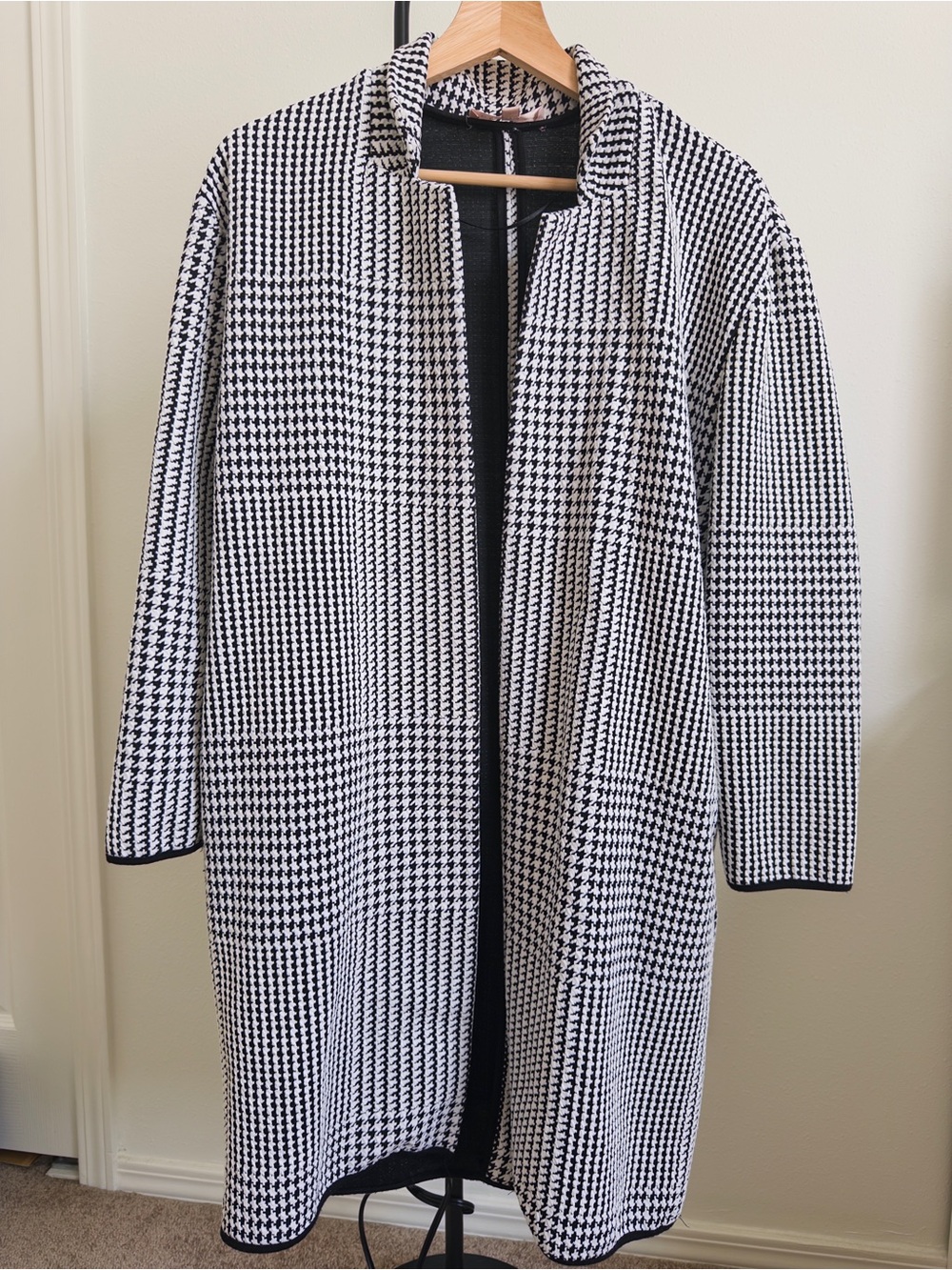 Philosophy Black & White Houndstooth Open Coat Cardigan